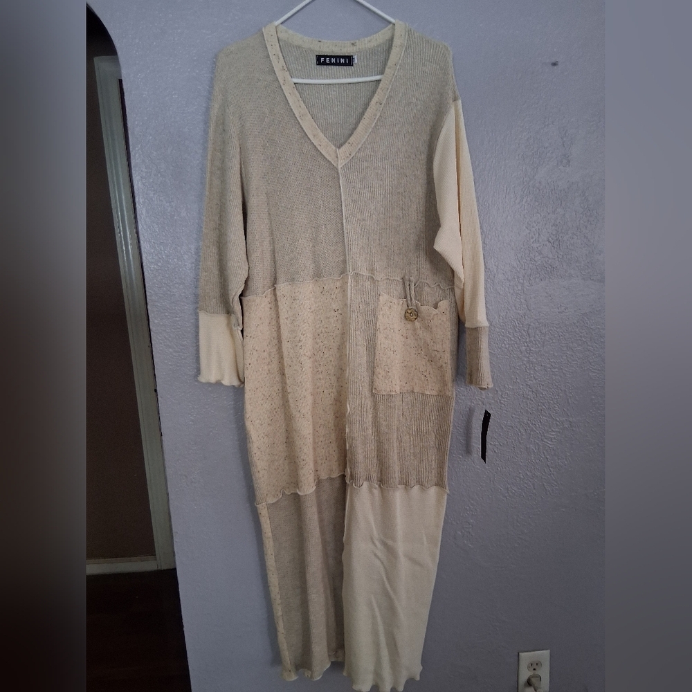Fenini Vintage NWT Deadstock Midi/Maxi Colorblock Lagenlook Boho Dress 1X